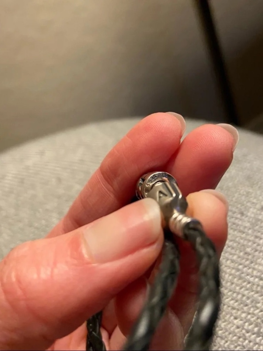 Pandora Black Leather Double Wrap Bracelet 14.5 & Seeing Stars Charm - Excellent - Picture 2 of 3